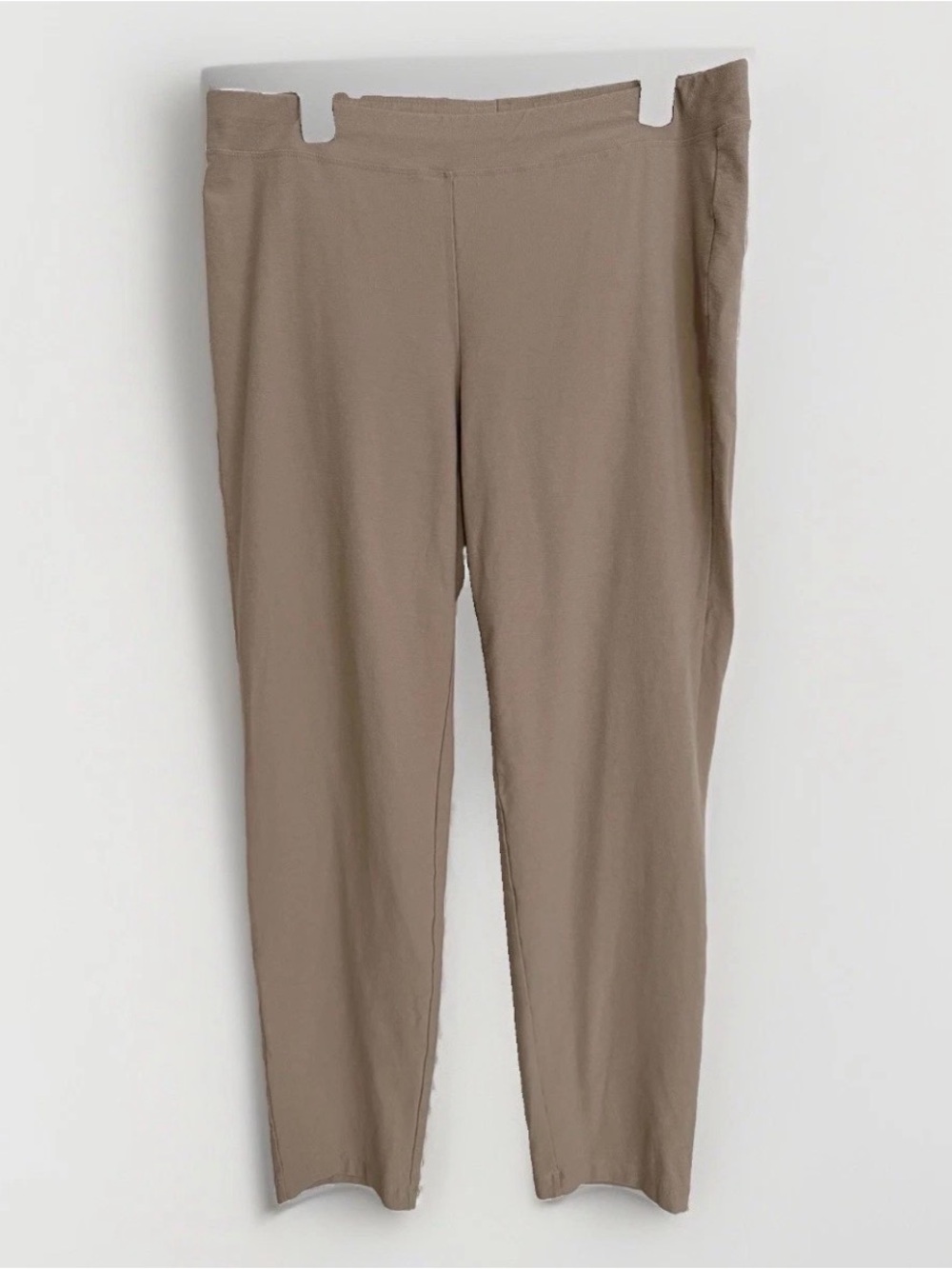 Eileen Fisher Womens Large Tan Pants Crepe Pull On Stretch Washable Straight